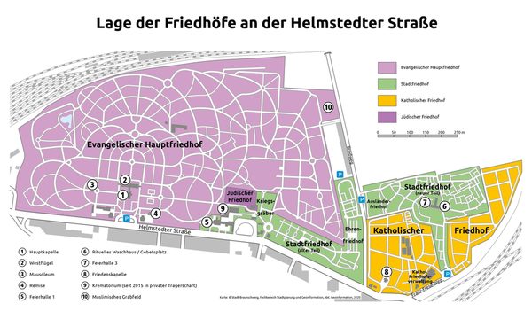 Lage Friedhöfe Helmstedter Straße (Wird bei Klick vergrößert)