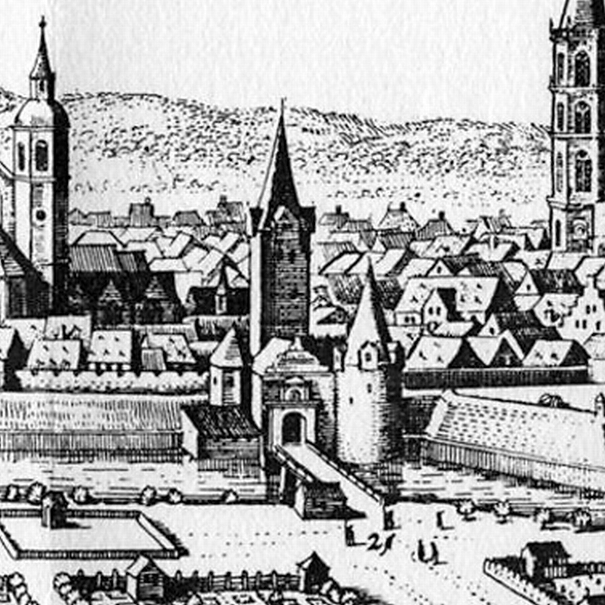 Fallerslebertorbrücke, Ansicht Merian 1654 (Wird bei Klick vergrößert)